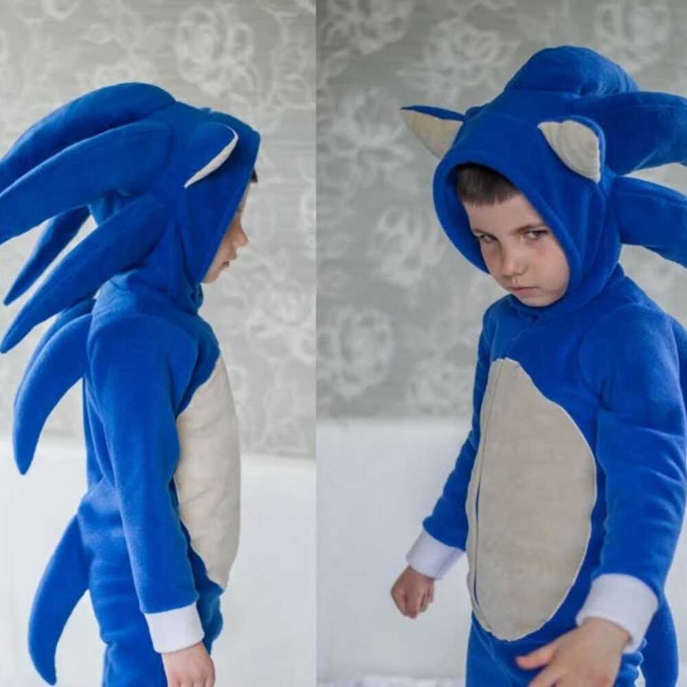 Kids Blue Sonic Hedgehog Cosplay Costume